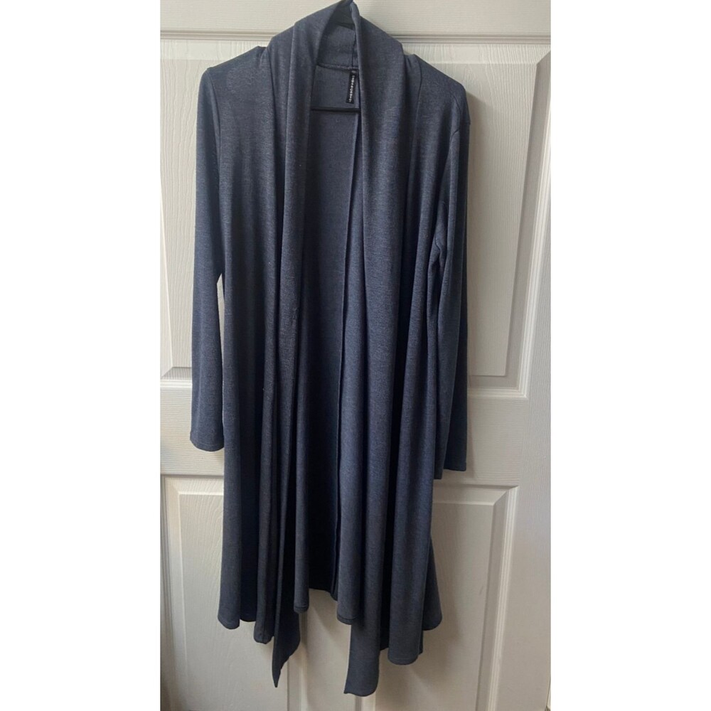 Rags & Couture Cardigan Long Tight Open Front Womens Large Gray Long Sleeved